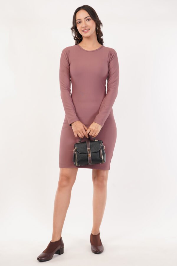 Nora Above Knee Ribbed Bodycon Dress - Image 2