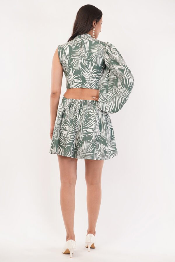 Asymmetric Tropical Green Mini Dress - Image 4